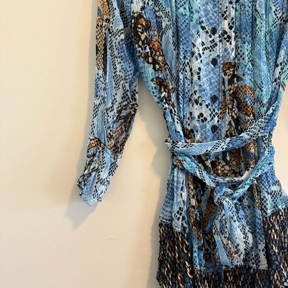 Alberto Makali Dress Women S Layer Ruffle Animal Flare Core Cruise milano paris - Picture 4 of 9